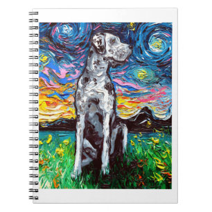 Merle Great Dane Starry Night Impressionist Dog Notebook