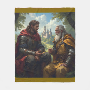 Merlin and King Arthur at Camelot Fleece Blanket