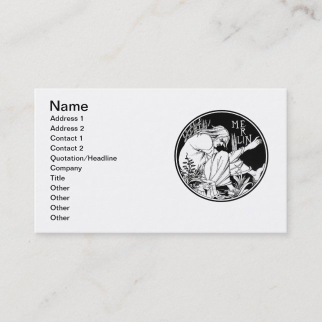 Merlin Art Nouveau fantasy Business Card (Front)