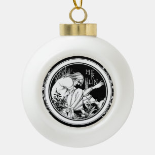 Merlin Art Nouveau fantasy Ceramic Ball Christmas Ornament