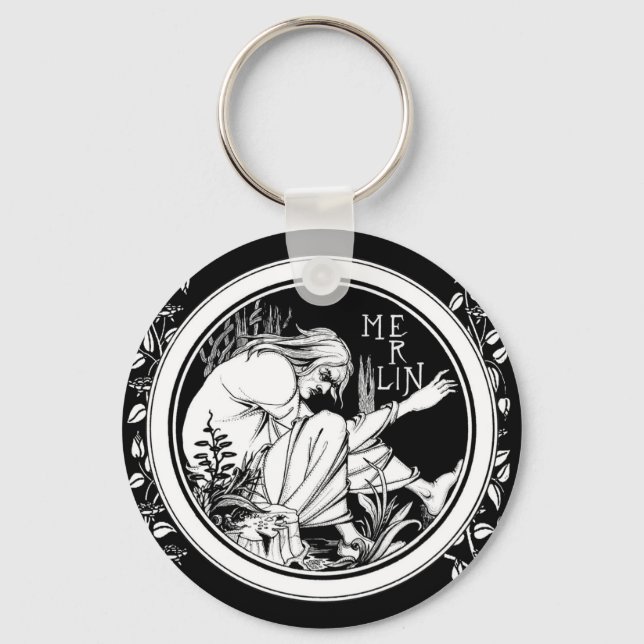 Merlin Art Nouveau fantasy Key Ring (Front)