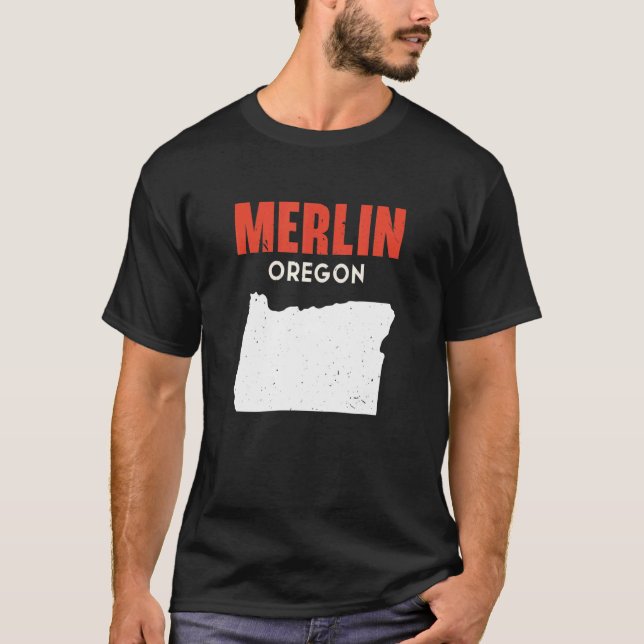 Merlin Oregon USA State America Travel Oregonian T-Shirt (Front)