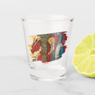 Merlin & Red Dragon of Wales, Fantasy Art Shot Glass