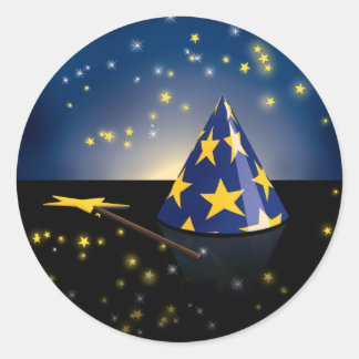 MerlinsHat_Shuttr.jpg Classic Round Sticker