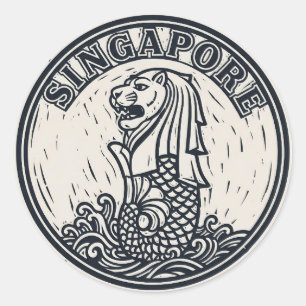 Merlion Singapore Classic Round Sticker