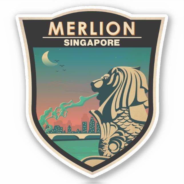Merlion Singapore Travel Vintage Art (Front)