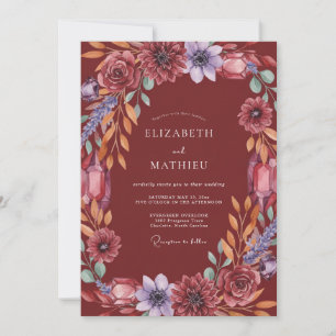 Merlot Amethyst Blossom Wedding Invitation