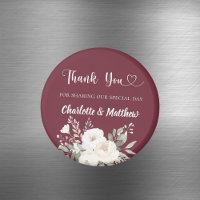 Merlot burgundy white florals thank you wedding