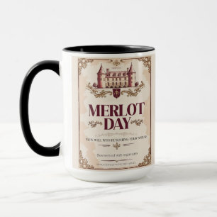 Merlot Day – Marriage Survival Parody Wine Label Mug