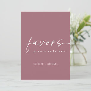 Merlot Dusty Rose Wedding Favours Sign 5x7 Invitation