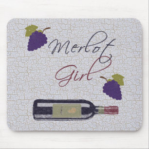 Merlot Girl - Vintage Wine Lovers Mouse Mat