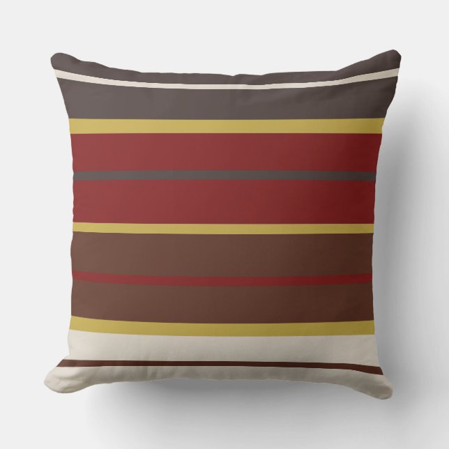 Merlot Gold Wood and Oak Stripes   Cushion (Front)