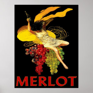 Merlot Maid With Grapes Poster