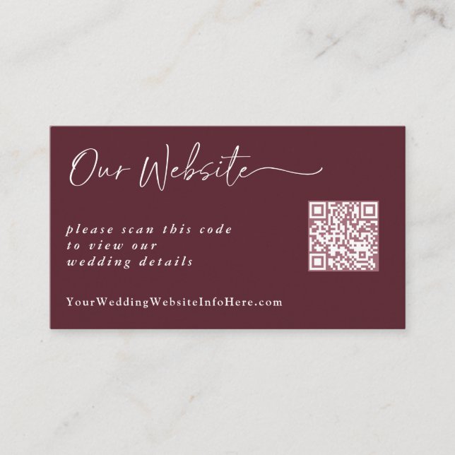 Merlot Modern Wedding Website Card (Front)