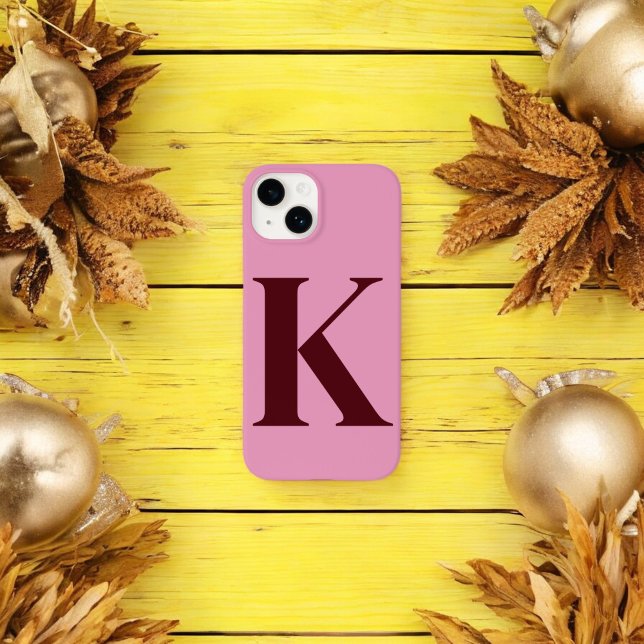 Merlot Pink Initial Personalised Monogram Design  Case-Mate iPhone Case (Creator Uploaded)