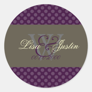Merlot Polka Dots monogram stickers