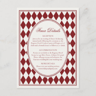Merlot Red Harlequin Checker Finer Details Wedding Enclosure Card