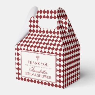 Merlot Red Harlequin Chequered Bridal Shower Favour Box