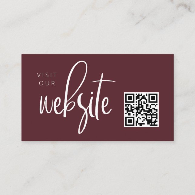 Merlot Red Modern Minimalist Website QR code  Enclosure Card (Front)