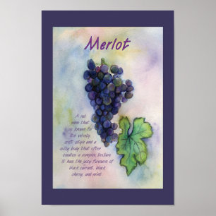 Merlot Red Wine Grapes Art Poster Print