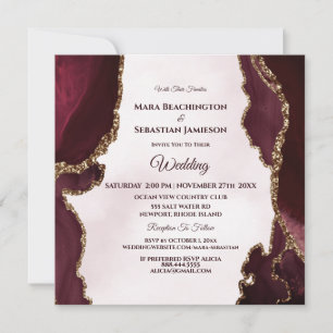 *~* MERLOT RSVP Website AGATE Gold AR13 Wedding Invitation