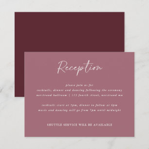 Merlot Wedding Modern Handwriting Reception Card