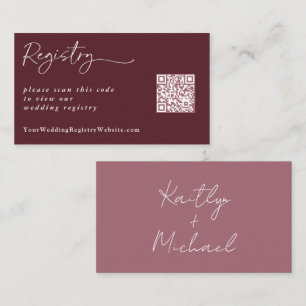 Merlot Wine Wedding Registry Modern QR Code Enclos Enclosure Card