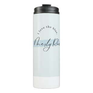 Merly Rose – Minimalist Blue Brushstroke Design Thermal Tumbler