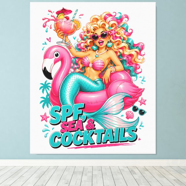 Mermaid -100% Customisable Wrapped Canvas (Gloss) (Insitu(Wood Floor))