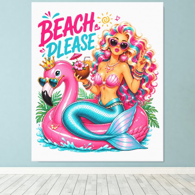 *Mermaid -100% Customisable Wrapped Canvas (Gloss) (Insitu(Wood Floor))