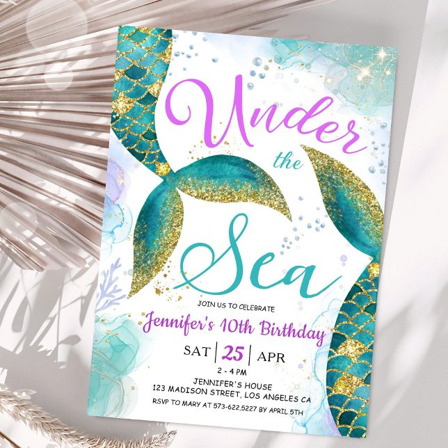 Mermaid 10th Birthday Party Invite Under the Sea (Creator Uploaded)