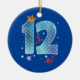 Mermaid 12th Birthday Twelve Years Old Girl 12 Ceramic Tree Decoration