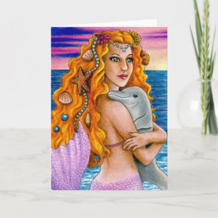 mermaid 13 Dolphin Note Card