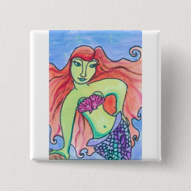Mermaid 15 Cm Square Badge (Front)