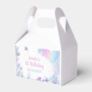 Mermaid 1st Birthday Girl Party Favour Box