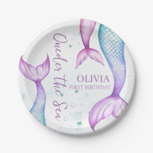 Mermaid 1st Birthday Girls Oneder The Sea Mermaid  Paper Plate