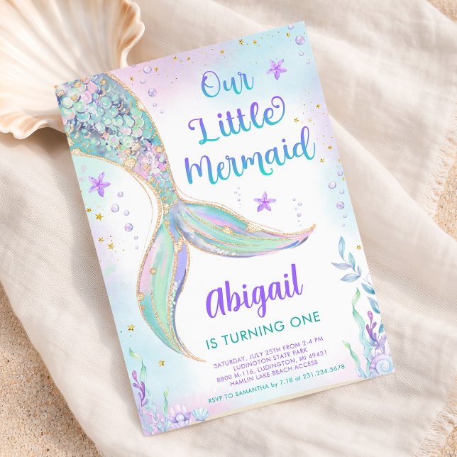 Mermaid 1st Birthday Invitation (Mermaid 1st Birthday Invitation
)