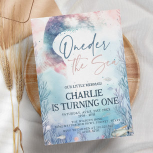 Mermaid 1st Birthday Oneder the Sea 1st Birthday Invitation