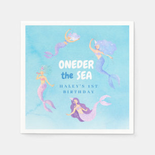 Mermaid 1st Birthday ONEder the sea Blue Budget Napkin