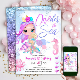 Mermaid 1st Birthday ONEder the Sea Mermaid Invitation