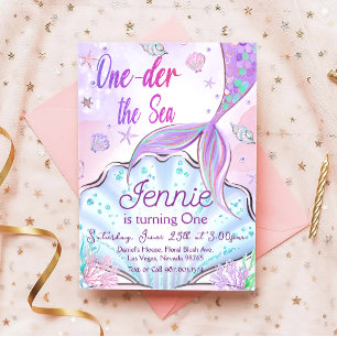 Mermaid 1st Birthday ONEder The Sea Party Invitation