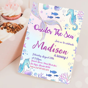 Mermaid 1st Birthday ONEder The Sea Party  Invitation