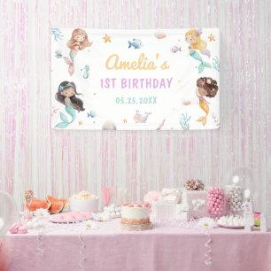 Mermaid 1st Birthday Party Oneder The Sea Banner