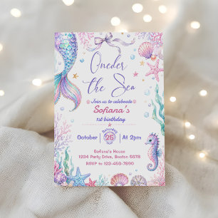 Mermaid 1st Birthday Party ONEder The Sea Invitation