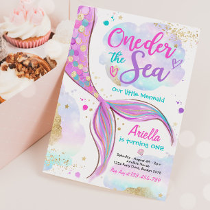 Mermaid 1st Birthday Party ONEder The Sea Mermaid Invitation