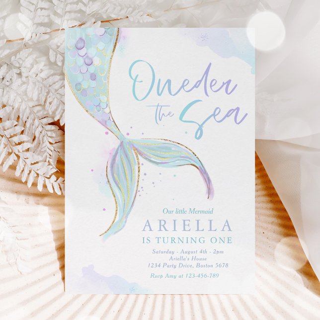 Mermaid 1st Birthday Party ONEder The Sea Mermaid Invitation (Creator Uploaded)