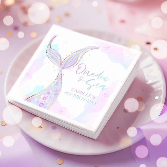 Mermaid 1st Birthday Party ONEder The Sea Mermaid Napkin (Creator Uploaded)