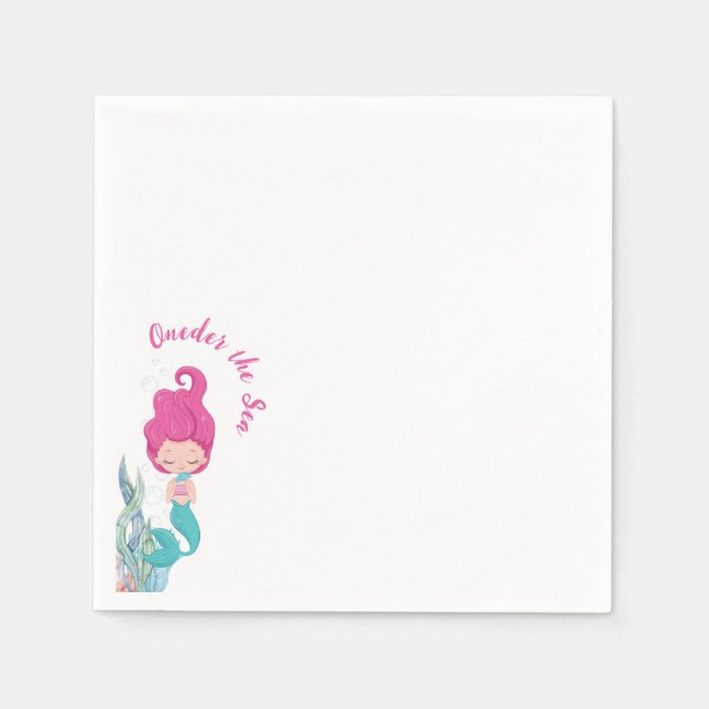 Mermaid 1st Birthday Party ONEder The Sea  Napkin (Front)