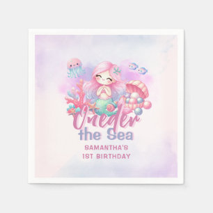 Mermaid 1st Birthday Party ONEder The Sea Napkin