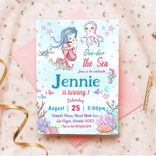 Mermaid 1st Birthday Party ONEder The Sea Party Invitation